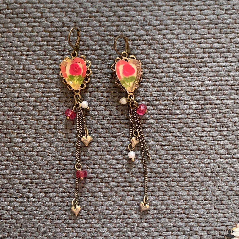 Betsey Johnson rose drop earrings
